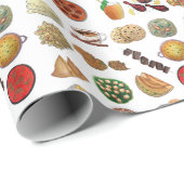 Papier Cadeau Restaurant Indien Aliments Naan Dosa Samosa Aloo G (Coin rond)