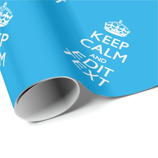 Papier Cadeau Restez calme et ayez votre texte sur Sky Blue Acce (Coin rond)