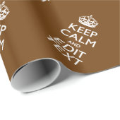 Papier Cadeau Restez calme et votre texte Brown (Coin rond)