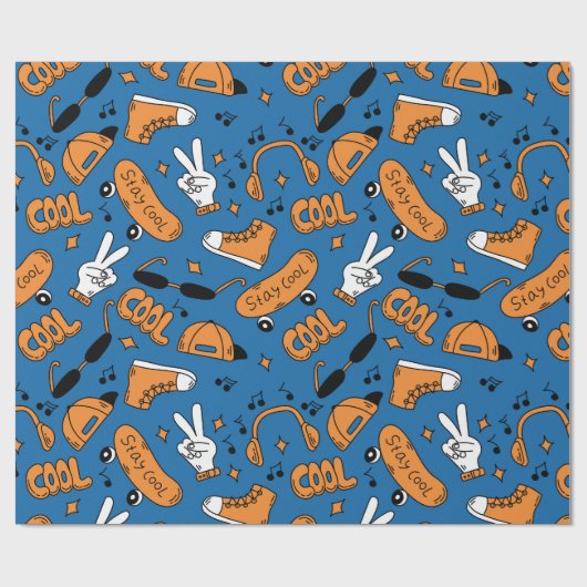 Papier Cadeau Restez Cool Nostalgie des années 90 (Plat)