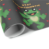 Papier Cadeau Restez Hoptimiste Grenouille Mignonne Pun Drôle Ca (Coin rond)