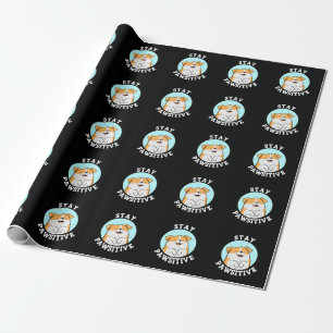 Papier Cadeau Restez Pawsitive Funny souriant Chien Pun Dark BG