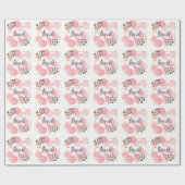 Papier Cadeau Restez sauvage, empreinte de léopard, cercles rose (Plat)