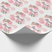Papier Cadeau Restez sauvage, empreinte de léopard, cercles rose (Coin)