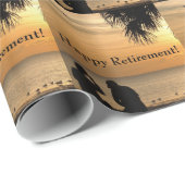 Papier Cadeau Retraite, couple dans le coucher du soleil de la (Coin rond)