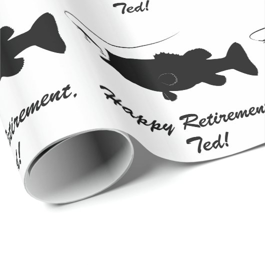 Papier Cadeau Retraite heureuse avec une basse en silhouette (Coin rond)