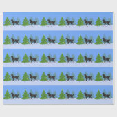 Papier Cadeau Retriever à revêtement plat noir - Forêt de Noël (Plat)