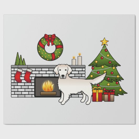 Papier Cadeau Retriever De Crème Dorée Anglaise Dans Une Salle D (Plat)