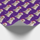 Papier Cadeau Retriever d'or de Noël dans les flocons de neige (Coin)