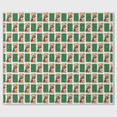 Papier Cadeau Retriever d'or de Noël dans les flocons de neige (Plat)