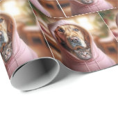 Papier Cadeau Retriever Doré Avec Tabby Kitten (Coin rond)