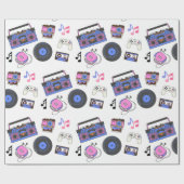 Papier Cadeau Retro 1980's Era Music Anniversaire (Plat)