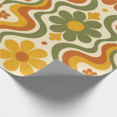 Papier Cadeau Retro 70s Floral Wrapping Paper Pattern (Coin)