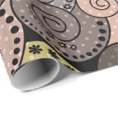 Papier Cadeau Rétro, abstrait, spirales (Coin rond)