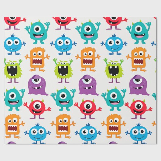 Papier Cadeau Rétro alien fait sur commande de monstre (Plat)