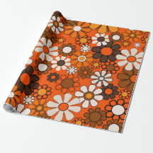 Rétro Anniversaire 70s Bohème Floral Marron Orange