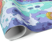 Papier Cadeau Retro Arcade Machines in Space (Coin rond)