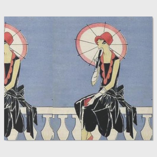 Papier Cadeau Rétro art déco peu partie noire de robe (Plat)