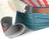 Papier Cadeau Retro Belle Cowgirl Pin Up (Coin rond)