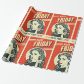 Papier Cadeau Retro Black Friday Pop Art Pin-Up Girl (Déroulé)