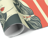 Papier Cadeau Retro Black Friday Pop Art Pin-Up Girl (Coin rond)