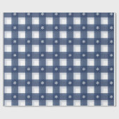 Papier Cadeau Retro Bleu Blanc Noël Nouvel An Plu (Plat)