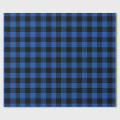 Papier Cadeau Retro Bleu Noir Noël Tartan Plaid (Plat)