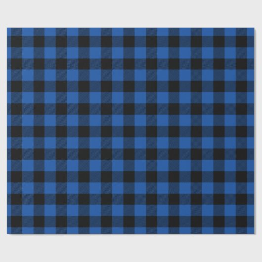 Papier Cadeau Retro Bleu Noir Noël Tartan Plaid (Plat)