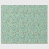 Papier Cadeau Retro Boho Floral Botanal Mint Green (Plat)