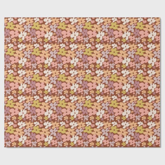 Papier Cadeau Retro Boho Flower Power Pattern (Plat)