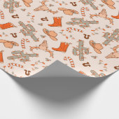 Papier Cadeau Retro Boho Western Christmas Desert Cactus Motif (Coin)