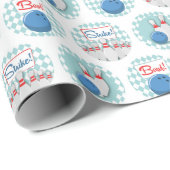 Papier Cadeau Retro Bowling Motif Pins de balle (Coin rond)