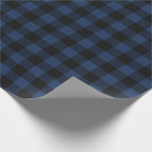 Papier Cadeau Retro Buffalo Plaid Tartan Motif Black Navy Bleu (Coin)
