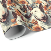 Papier Cadeau Retro Bull Terrier Peinture sans fil (Coin rond)