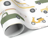 Papier Cadeau Retro Campervan Motorhome RV Van Trailer Blanc (Coin rond)