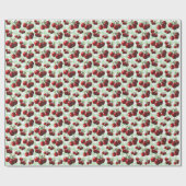 Papier Cadeau Retro Cherries fresh picked green gingham (Plat)