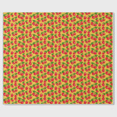 Papier Cadeau Retro Cherry Design / Jaune (Plat)