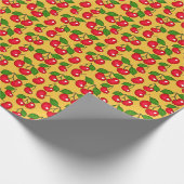 Papier Cadeau Retro Cherry Design / Jaune (Coin)