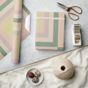 Papier Cadeau Rétro Chic Géométrique Pastel Citron