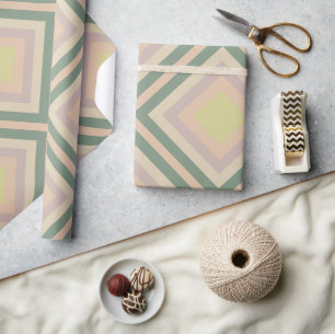 Papier Cadeau Retro Chic Lemon Pastel géométrique