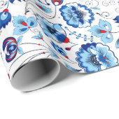 Papier Cadeau Retro Chic Russe Noël Khokhloma Cadeau (Coin rond)