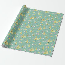 Retro Christmas 1958 Gift Wrap - Winter Forest