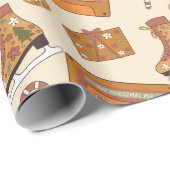 Papier Cadeau Retro Christmas Joy (Coin rond)