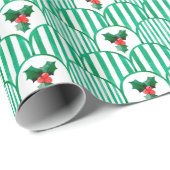Papier Cadeau Retro Christmas Pattern Geometric Watercolor Holly (Coin rond)