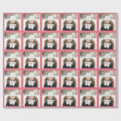 Papier Cadeau Retro Christmas Photo Collage Checkerboard Red (Plat)