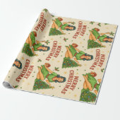 Papier Cadeau Retro Christmas Pin-Up Wrapping Paper  (Déroulé)
