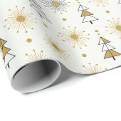 Papier Cadeau “Retro Christmas Trees | Mid Century Modern (Coin rond)