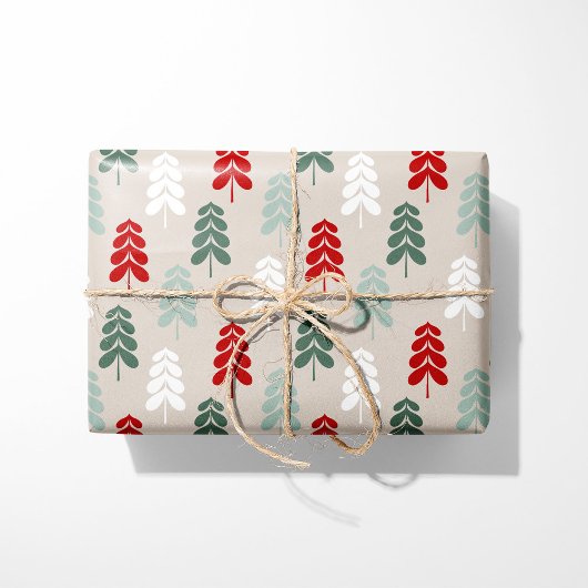 Papier Cadeau Retro Christmas Trees Wrapping Paper