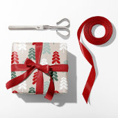Papier Cadeau Retro Christmas Trees Wrapping Paper