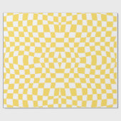 Papier Cadeau Retro Circus les années 70 jaune ondulé à damiers  (Plat)